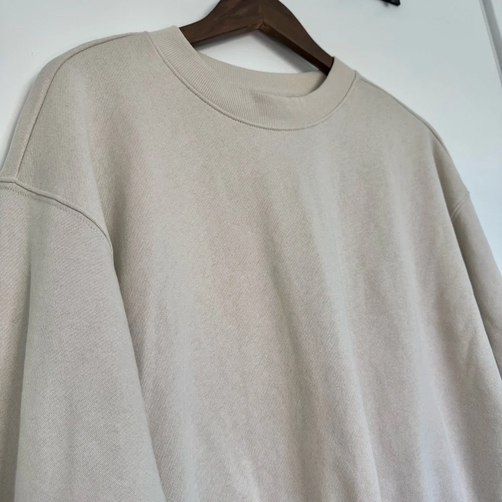 NWT Small Cream Bone Old Navy SoComfy Drop-Shoulder Crewneck Sweatshirt Comfy - Picture 12 of 13